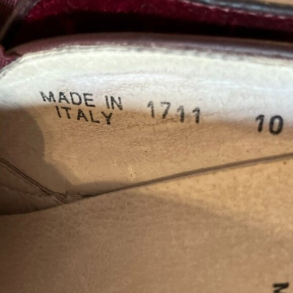 Del Toro Men's Red Velvet Embroidered Bull Slip-On Made In Italy Shoes Sz 10 - Picture 7 of 11